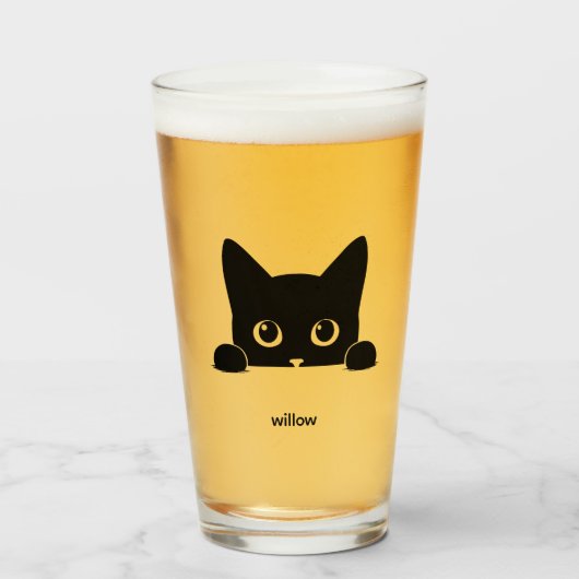 Aangepaste Aardige Kat Huisdier Naam Glas (Voorkant gevuld)