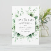 Aangepaste Aardse Bloemen Sage Green Wedding Save The Date (Staand voorkant)