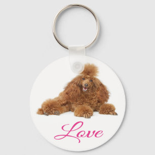 Aangepaste abrikozenkleurige Poodle Puppy-hond Lie Sleutelhanger