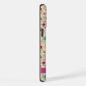 Aangepaste abrikozenperzik bloemgroen paarse bloem iPhone hoesje (Rechterkant)