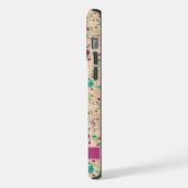 Aangepaste abrikozenperzik bloemgroen paarse bloem iPhone hoesje (Linkerkant)