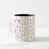 Aangepaste Abstract Boho Chic Monogrammok - F Tweekleurige Koffiemok (Voorkant links)