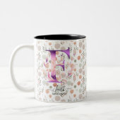 Aangepaste Abstract Boho Chic Monogrammok - F Tweekleurige Koffiemok (Links)
