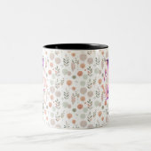 Aangepaste Abstract Boho Chic Monogrammok - F Tweekleurige Koffiemok (Center)