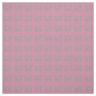 Aangepaste Abstract zilvergrijs vlinder roze magen Stof