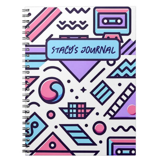 Aangepaste Abstracte 90's esthetische Casette Squi Notitieboek (Voorkant)
