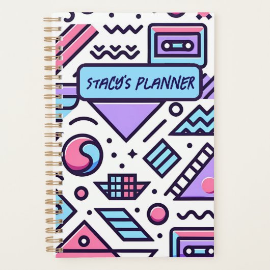 Aangepaste Abstracte 90's esthetische Casette Squi Planner (Voorkant)