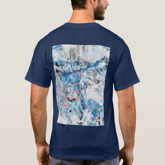 Aangepaste Abstracte Art Navy Blue Color Sjabloon T-shirt (Achterkant)