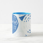 Aangepaste Abstracte blauwe en witte cirkels Mok (Midden)