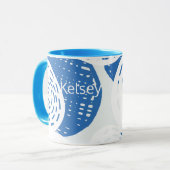 Aangepaste Abstracte blauwe en witte cirkels Mok (Voorkant links)