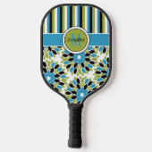 Aangepaste Abstracte bloemen, strepen, monogrammen Pickleball Paddle (Achterkant)