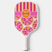 Aangepaste Abstracte bloemen, strepen, monogrammen Pickleball Paddle (Achterkant)