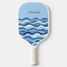 Aangepaste Abstracte Blue Ocean Waves Design Artis Pickleball Paddle