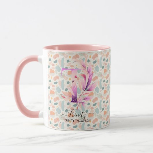 Aangepaste Abstracte Boho Chic Monogrammok - T Mok (Links)