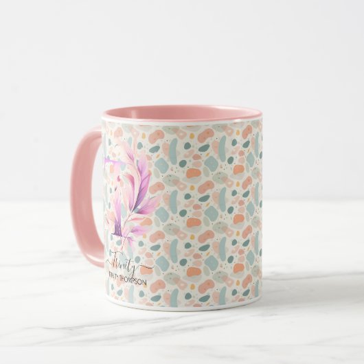 Aangepaste Abstracte Boho Chic Monogrammok - T Mok (Voorkant links)