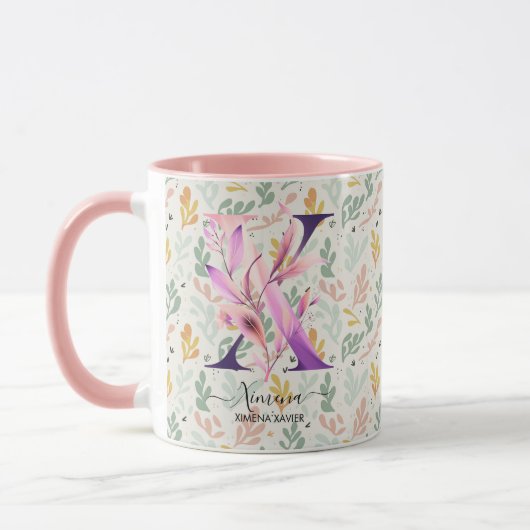 Aangepaste Abstracte Boho Chic Monogrammok - X Mok (Links)