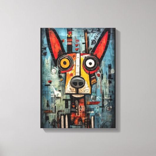 Aangepaste Abstracte Dog Portrait Canvas Muurkunst Afdruk (Voorkant)