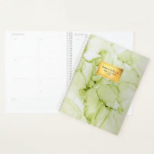 Aangepaste abstracte groene en gouden oliepalanner planner (Display)
