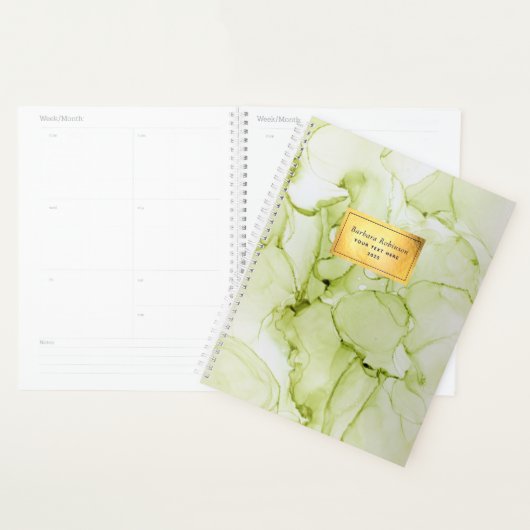 Aangepaste abstracte groene en gouden oliepalanner planner (Display)