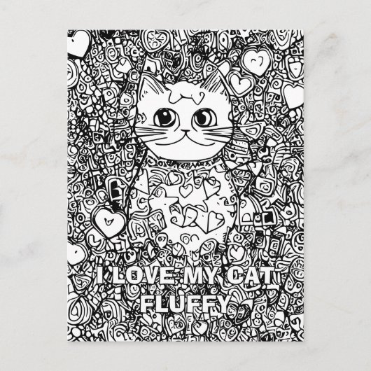 Aangepaste Abstracte kattenkleuring Briefkaart (Voorkant)