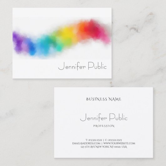 Aangepaste Abstracte kunst regenboog kleuren trend Visitekaartje (Voorkant / Achterkant)