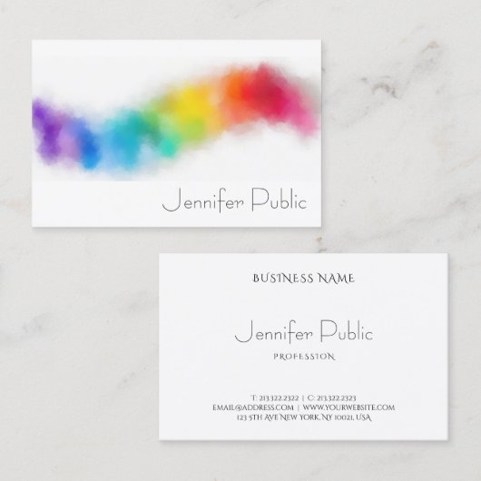 Aangepaste Abstracte kunstregenboogkleuren Moderne Visitekaartje (Voorkant / Achterkant)