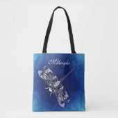 Aangepaste Abstracte libel op blauw Tote Bag (Voorkant)