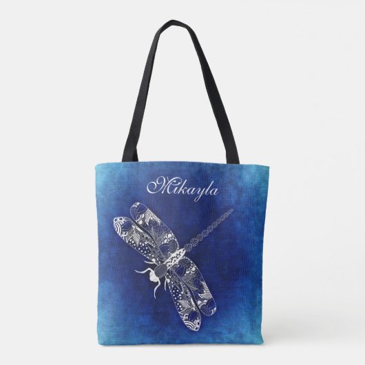 Aangepaste Abstracte libel op blauw Tote Bag (Achterkant)