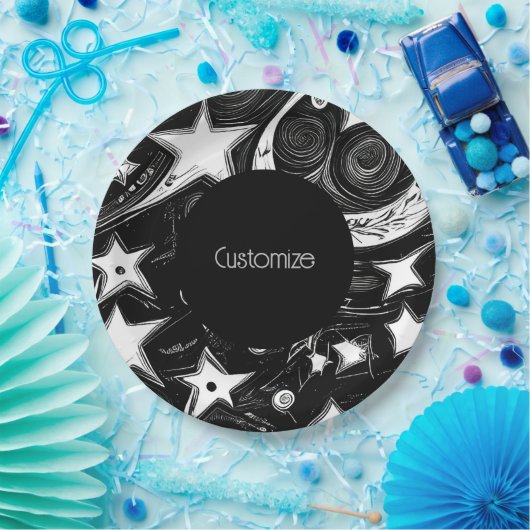 Aangepaste Abstracte maan en sterren Papieren Bordje (Feest)