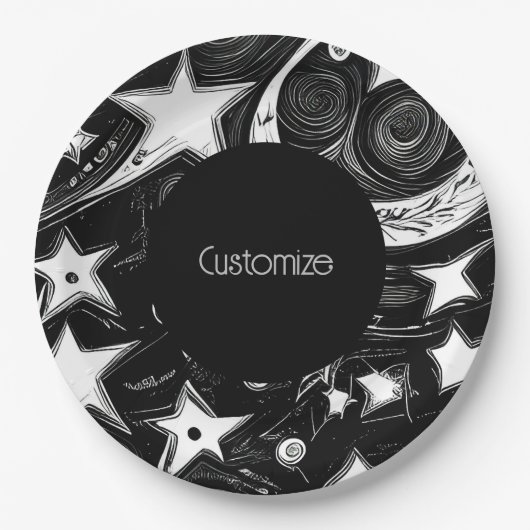 Aangepaste Abstracte maan en sterren Papieren Bordje (Voorkant)