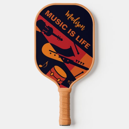 Aangepaste abstracte muzieknaam en tekst pickleball paddle (Voorkant)