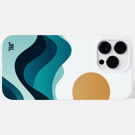 Aangepaste Abstracte oceaan golven zon minimaal bl Case-Mate iPhone Case (Achterkant (horizontaal))