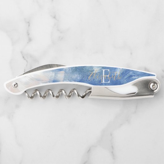 Aangepaste Abstracte oceaanacrylpenseelstreken Kurkentrekker (Achterkant)