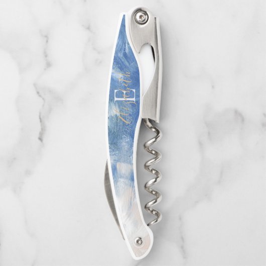 Aangepaste Abstracte oceaanacrylpenseelstreken Kurkentrekker (Achterkant)