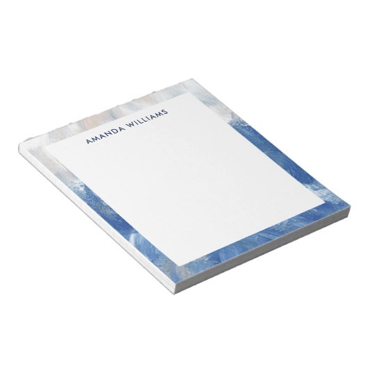 Aangepaste Abstracte oceaanacrylpenseelstreken Notitieblok (Schuin)