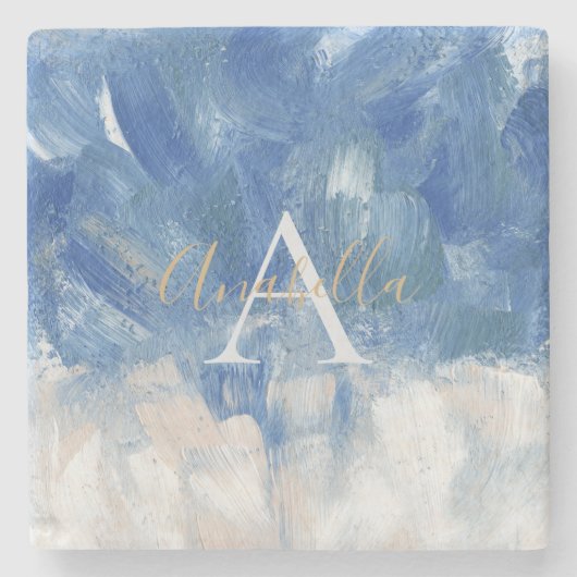 Aangepaste Abstracte oceaanacrylpenseelstreken Stenen Onderzetter (Voorkant)