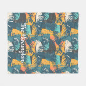 Aangepaste abstracte Palm Leaf Pattern naam fleece Deken (Voorkant (Horizontaal))