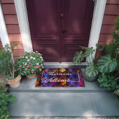 Aangepaste Abstracte Patroon Dot Wavy Paarse Blauw Deurmat