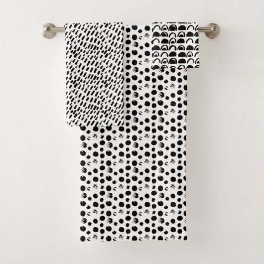 Aangepaste Abstracte Patroon Zwart en Wit Bad Handdoek (Insitu)