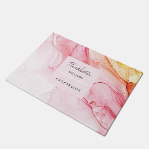 Aangepaste Abstracte roze inktverf Deurmat