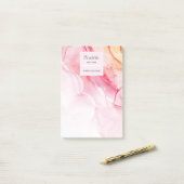 Aangepaste Abstracte roze inktverf Post-it® Notes (Op bureau)