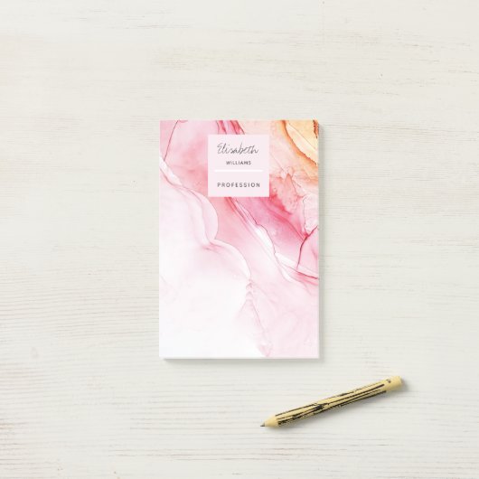 Aangepaste Abstracte roze inktverf Post-it® Notes (Op bureau)