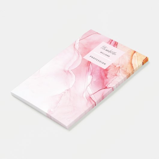 Aangepaste Abstracte roze inktverf Post-it® Notes (Schuin)