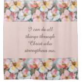 Aangepaste Abstracte Roze Rozen Bijbelcitaat Douchegordijn (Voorkant)