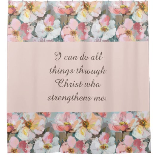 Aangepaste Abstracte Roze Rozen Bijbelcitaat Douchegordijn (Voorkant)