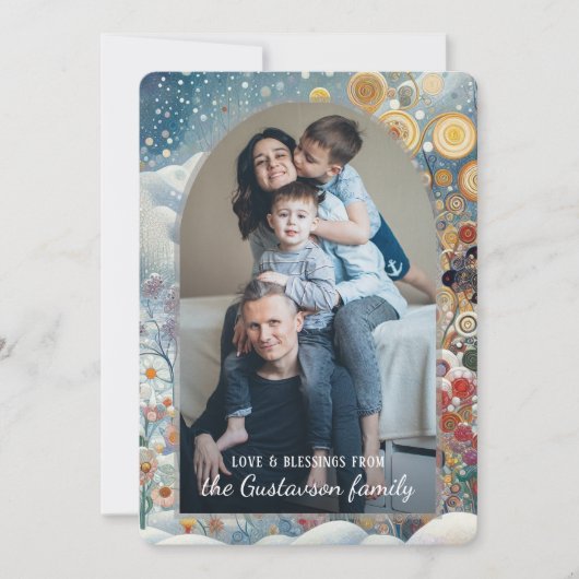 Aangepaste Abstracte Sneeuwvlokken Bloemen Vakanti Feestdagenkaart (Voorkant)