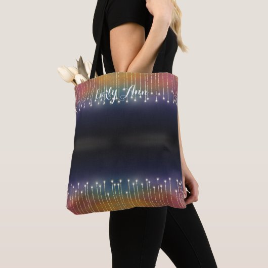 Aangepaste Abstracte Typografie Rainbooglichten Tote Bag (Dichtbij)