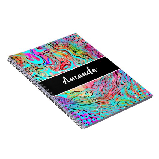 Aangepaste, Abstracte, vloeiende kunst met tranqui Notitieboek (Rechterzijde)