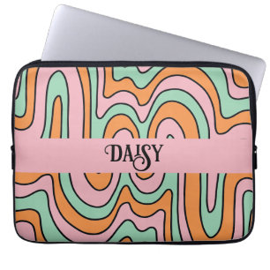 Aangepaste Abstracte wavy lijnen met oprolmechanis Laptop Sleeve