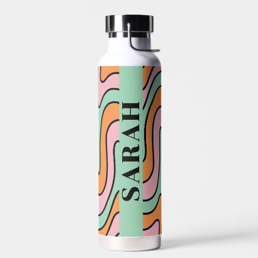 Aangepaste Abstracte wavy lijnen met oprolmechanis Waterfles (Links)